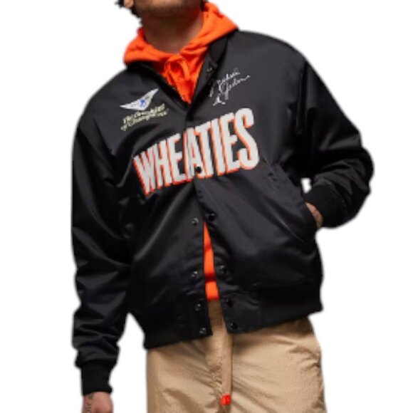 Jordan Flight MVP Varsity "Wheaties" Black Nike Jacket DV7578-010 Mens Large NEW - Picture 4 of 16